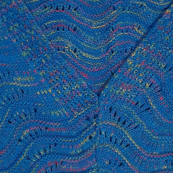 Mermaid Tail Blanket Blue Knit With Multicolors 79" - Picture 2 of 5